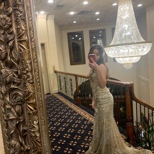 Cinderella Divine Formal Long Corset Prom Dress Gold Mist Size 4